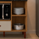 Ver imagem 3 de Balcão Cooktop 5 Bocas com Nicho Micro-ondas Córdoba 1 Gaveta Pés Pvc:freijó/off