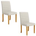 Ver imagem 1 de Kit 2 Cadeiras de Sala de Jantar Estofadas Veiga Madeira Maciça Linho Off White G78 - Gran Belo Cade