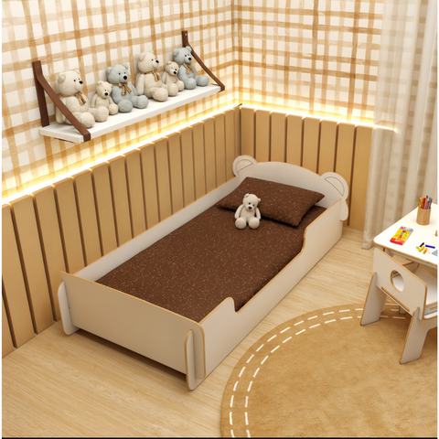 Cama Infantil Montessoriana Urso MDF com Grades Byhouse