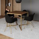 Ver imagem 1 de Mesa Jantar Industrial Quadrada 90Cm Amêndoa Base V C/4 Poltronas Daw Pretas Base Dou Cor: Amendoa
