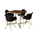 Ver imagem 5 de Mesa Jantar Industrial Quadrada 90Cm Amêndoa Base V C/4 Poltronas Daw Pretas Base Dou Cor: Amendoa