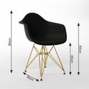 Ver imagem 2 de Mesa Jantar Industrial Quadrada 90Cm Amêndoa Base V C/4 Poltronas Daw Pretas Base Dou Cor: Amendoa
