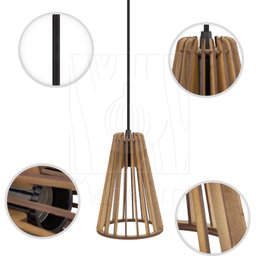 Luminaria Pendente Tripla Koni E27 Madeira Mdf Cq Desmontada:rústico - 6