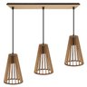 Luminaria Pendente Tripla Koni E27 Madeira Mdf Cq Desmontada:rústico - 1