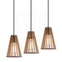 Ver imagem 4 de Luminaria Pendente Tripla Koni E27 Madeira Mdf Cq Desmontada:rústico