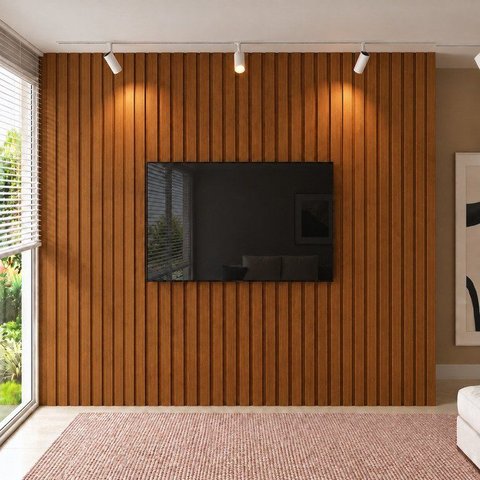 Painel Ripado para TV de até 115 Polegadas 270x230cm Turim