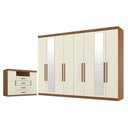Ver imagem 1 de Guarda Roupa Casal 8 Portas 4 Gavetas Master New com Espelho e Cômoda Havana Master Jatobá Areia