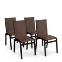 Ver imagem 1 de Kit 4 Cadeiras Jantar Gourmet Alumínio Preto Tela Marrom
