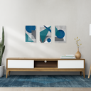 Ver imagem 2 de Placa Quadro Decorativo Abstrato Azul em Mdf 30x20cm Kit 3