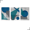 Ver imagem 1 de Placa Quadro Decorativo Abstrato Azul em Mdf 30x20cm Kit 3