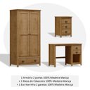 Ver imagem 7 de Conjunto 3 Peças Escrivaninha + Armário 2 Portas Gaveteiro 3 Gavetas 100% Madeira Maciça - Topázio Freijó