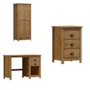 Ver imagem 2 de Conjunto 3 Peças Escrivaninha + Armário 2 Portas Gaveteiro 3 Gavetas 100% Madeira Maciça - Topázio Freijó