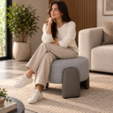 Ver imagem 4 de Puff Redondo Moderno Organico Premiun Luxo Reforçado Decorativo Linho Courino Designe Unico