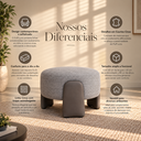 Ver imagem 3 de Puff Redondo Moderno Organico Premiun Luxo Reforçado Decorativo Linho Courino Designe Unico