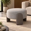 Ver imagem 1 de Puff Redondo Moderno Organico Premiun Luxo Reforçado Decorativo Linho Courino Designe Unico