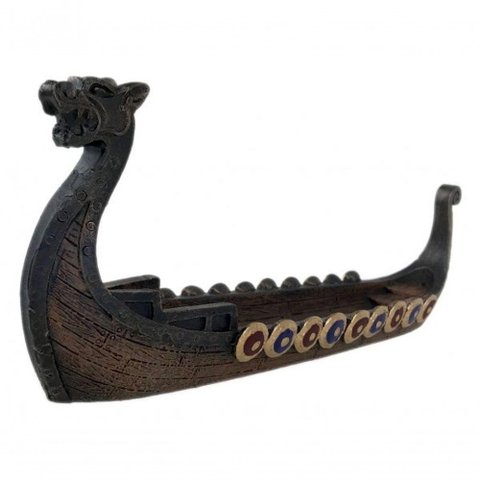 Incensário Canoa Viking Sala Quarto Resina 9,5x24,5