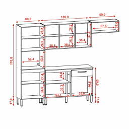Cozinha Parana Versalhes 3 Peças Freijo/supremo 250 Cm Kits Parana - 3