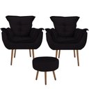 Ver imagem 2 de Kit 2 Poltronas Decorativa Parana com Puff Redondo Suede Preto