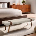Ver imagem 1 de Puff Recamier Retangular para Sala Quarto Belt 195cm Bouclê - Sofa Store:bouclê Bege