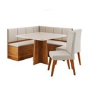 Ver imagem 2 de Conjunto Canto Alemão Baú Mesa Quadrada com Tampo de Vidro MDF e 2 Cadeiras Scoth