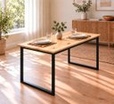Ver imagem 5 de Mesa de Jantar Reforçada Industrial 120x50cm Tampo Bege Pés Preto