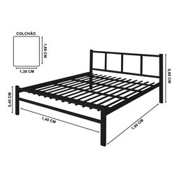 Cama de Casal 1,40 Int. de Tubolar/aço Alojamentos.:cama Casal/preto - 2