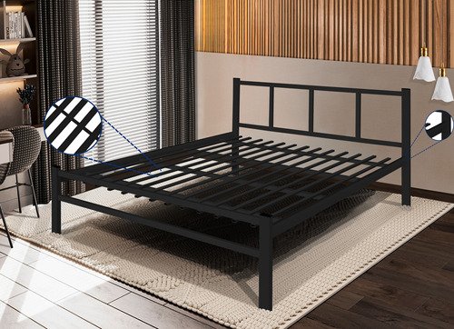 Cama de Casal 1,40 Int. de Tubolar/aço Alojamentos.:cama Casal/preto