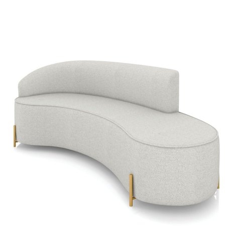 Sofá 4 Lugares Orgânico 220cm Pé Dourado Morgan Linho Cinza D03 - D’Rossi