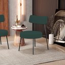 Ver imagem 2 de Kit 02 Poltronas Decorativas Para Sala De Estar Base Fixa Londres L02 Linho Verde Musgo - Lyam Lyam