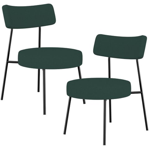 Kit 02 Poltronas Decorativas Para Sala De Estar Base Fixa Londres L02 Linho Verde Musgo - Lyam Lyam 