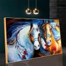 Quadro Decorativo Cavalos Indianos:120x80/DOURADA - 4