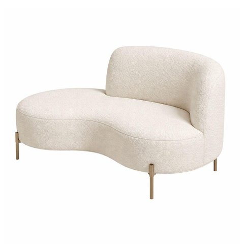 Sofá de Canto Curvo Billini 3 Lugares Fixo 230cm Off White Bouclé Sofá Home