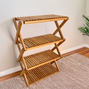 Estante Sanfonada Multiuso Dobrável e Floreira de Madeira - Maju Madeiral