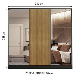 Guarda-roupa Casal 100% Mdf Madesa Royale 3 Portas de Correr com Espelho - 5