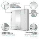 Ver imagem 4 de Guarda-Roupa Solteiro 3 Portas, 2 Gavetas, Pés e Espelho ApolloBranco