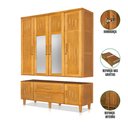 Ver imagem 2 de Roupeiro em Madeira Maciça Imperatriz 4 Portas 2 Porta com Espelho Imbuia