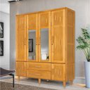 Ver imagem 1 de Roupeiro em Madeira Maciça Imperatriz 4 Portas 2 Porta com Espelho Imbuia