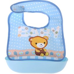 Babador Cata Migalha Verso Impermeável Azul Urso - 1