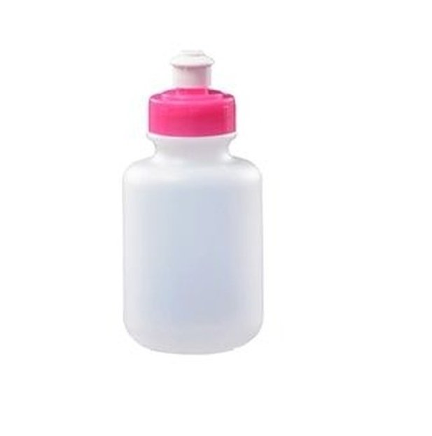 Kit 20 Mini Garrafas Squeeze 300ml plástico transparente tampa colorida - Rosa