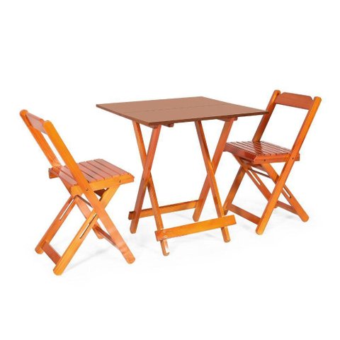 Conjunto Dobrável 70 x 70 com 2 Cadeiras Dobráveis Mel - m.B Móveis