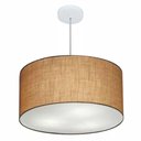 Ver imagem 1 de Lustre Pendente Cilíndrico Vivare Md-4080 Cúpula em Tecido 60x30cm - Bivolt Palha 127/220v