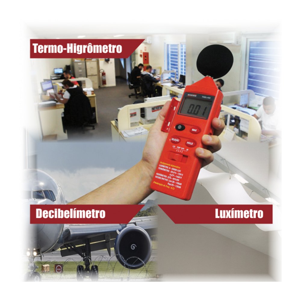 Termo Higrômetro Sonômetro Digital Sensor Luxímetro Portátil Com Estojo - 5