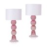 Par Abajur Murano Três Esferas Rosa Chiclete C/ Ouro - 3