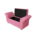 Ver imagem 4 de Cabeceira Geovana e Calçadeira Veneza Para Quarto Solteiro 90cm Suede Rosa Barbie - LM DECOR