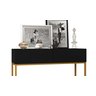 Aparador Buffet Preto Eros 90cm Estilo Industrial 2 Gavetas Pés de Ferro Dourado para Cozinha - 3
