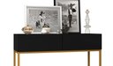 Ver imagem 3 de Aparador Buffet Preto Eros 90cm Estilo Industrial 2 Gavetas Pés de Ferro Dourado para Cozinha