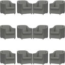 Ver imagem 1 de Kit 12 Poltronas Mila Corino Cores Pé de Plástico Cromado - Cinza Corino