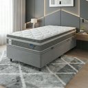 Ver imagem 2 de Cama Box Baú Colchão Solteiro Molas Ensacadas Euro In Up 88x188x67cm Cinza / Branco Probel