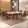 Conjunto de Sala de Jantar 6 Cadeiras Tampo sem Vidro 170x90 Cm Dj Móveis Kiara Freijó Lidia Moca - 1