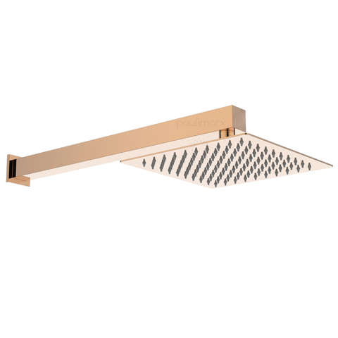 Ducha Chuveiro Quadrada 20x20 Slim Ultra Fina Gás Solar Piscina Rose-gold Brilhante Metal Premium